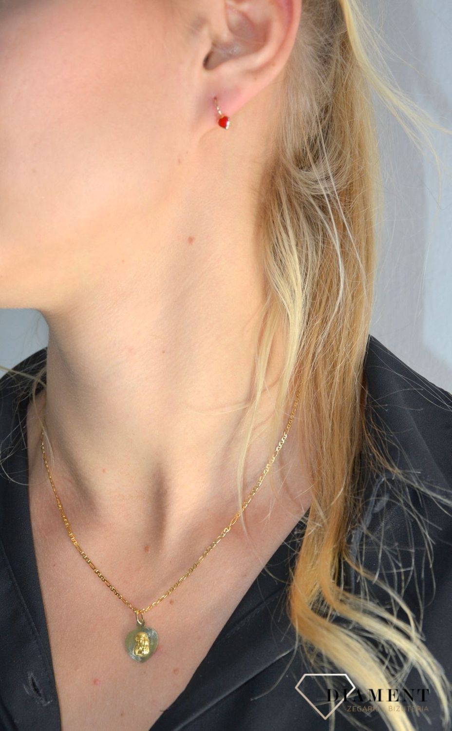 Zawieszka złota medalik Matka Boska Częstochowska w sercu ZA 5267.jpg